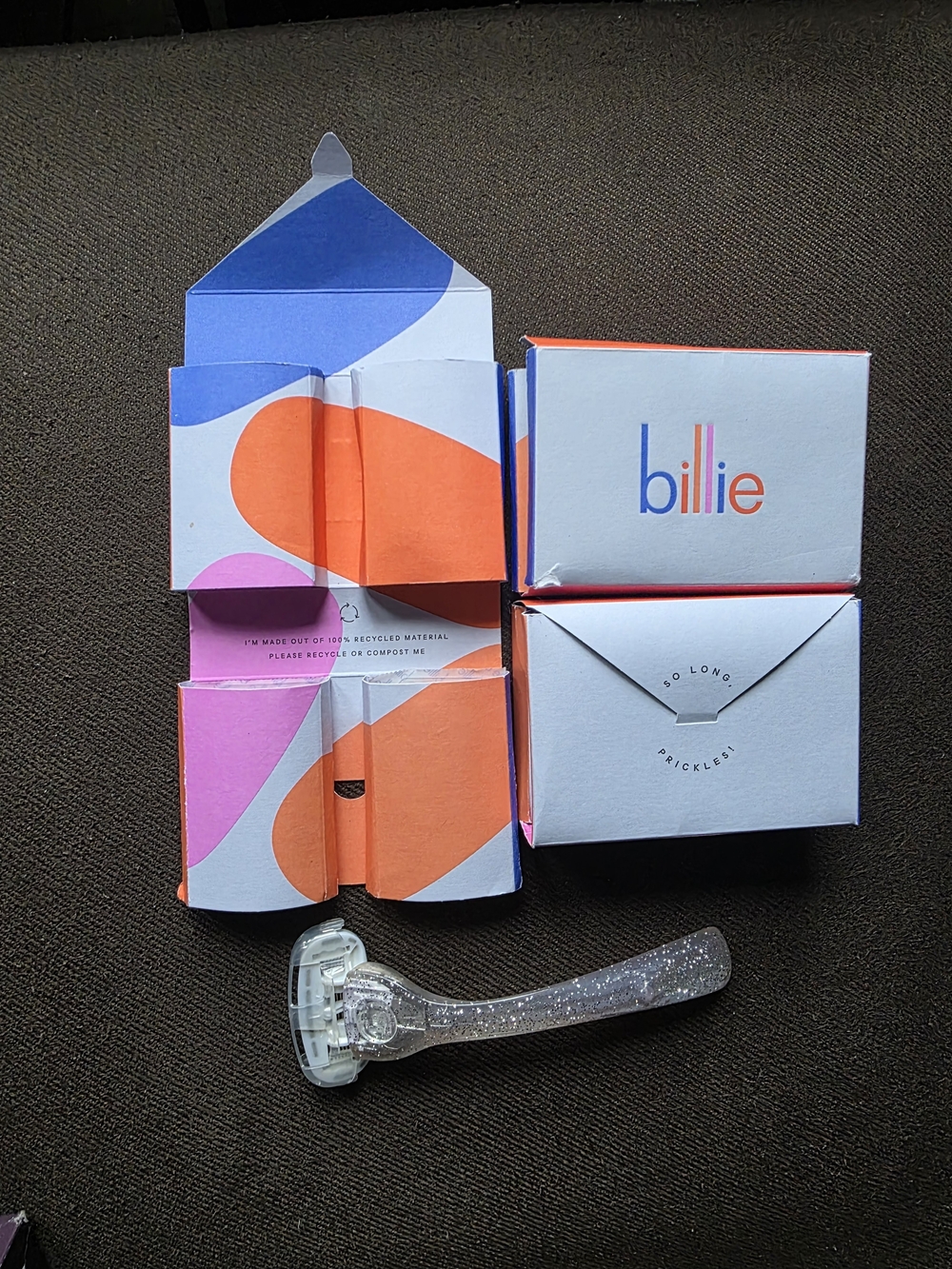 Billie Glitter Handle Women's Razor with Orange & Pink Packaging - Picture 2 of 4